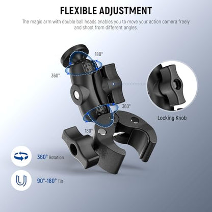 NEEWER Super Clamp Action Camera & Phone Mount with Dual Ball Heads, CA162 - style: CA162