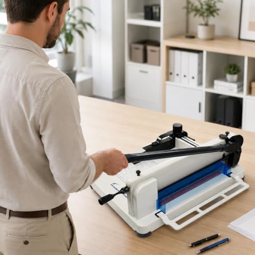 HFS(R) Heavy Duty Guillotine Paper Cutter 400 Sheet Capacity | Solid Steel Construction (A3-17'' paper cutter) - size: A3-17''