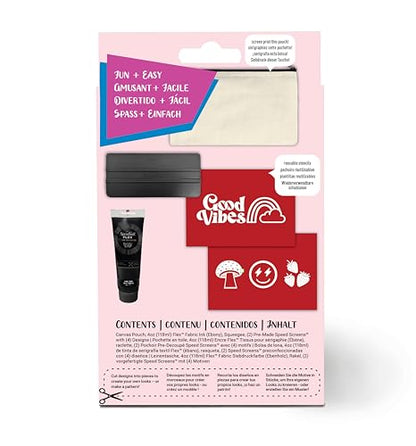 Speedball Screen Printing Starter Kit, Includes Flex Fabric Ink Ebony 4 oz, Canvas Pouch, Red‑Baron Squeegee, Pre‑Exposed Stencils, Design‑Library Access