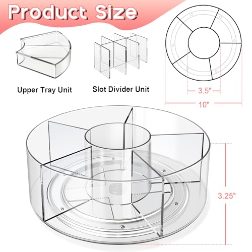 Vowcarol Acrylic Pen Holder for Desk, 360 Degree Rotating Marker Organizer, Art Supply Storage - 6 Compartments