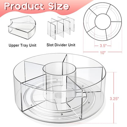 Vowcarol Acrylic Pen Holder for Desk, 360 Degree Rotating Marker Organizer, Art Supply Storage - 6 Compartments