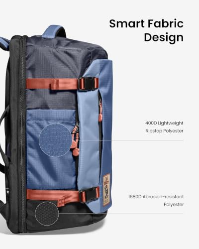 tomtoc Travel Backpack 40L, TSA Carry On Bag Flight Approved, PFAS Free - color: Coastal Blue-ripstop, size: 40L