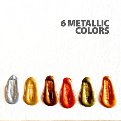 milo Metallic Acrylic Paint Set, 6 Metallic Colors, 8 oz Bottles - style: Metallic Set 6 x 8 oz