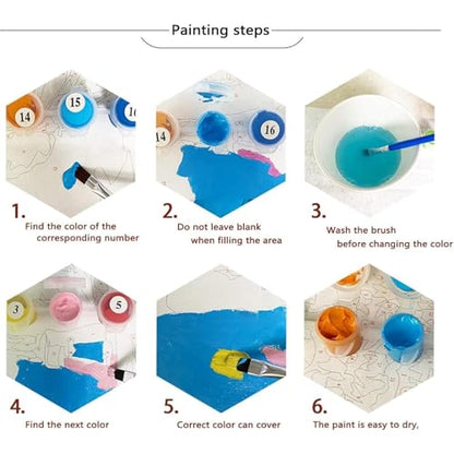 obterie 4 Pack Framed Paint by Numbers Kit for Adults Beginner Canvas Painting by Numbers for Adults Landscapes Easy Adult Paint by Number Kits with Frame City Watercolor Painting by Number 8x12 Inch - color: YFc0104