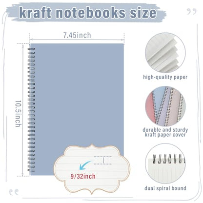 Fuutreo 6 Pack Spiral Notebook 10.5x7.45 Notebook,Elegant Color,Taro Color - color: Elegant Color