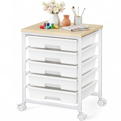Pipishell Rolling Cart with 5 Drawers, Craft Storage Cart, Class White - color: Classic White, size: 5-Drawers