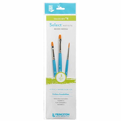 Princeton Select Artiste Brush Set No. 4, Synthetic, 3 Piece, 1 Count - size: SET 4- 3 BRUSH SET