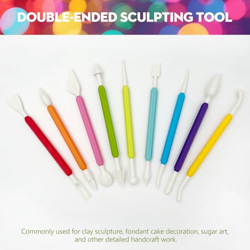 9-Piece Plastic Clay Sculpting Tool Kit – Air-Dry & Polymer Clay Modeling Set with Easy-Grip Handles
