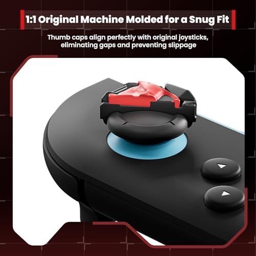 GeekShare Skull Thumb Grips Compatible with Nintendo Switch 2, Anti-Slip Silicone Cover Caps Set for Switch 2025, 4pcs - Black Red