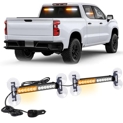 XRIDONSEN 2x 10.7 inch Strobe Light Bar 24 LED Amber White Emergency Lights - color: Amber/White