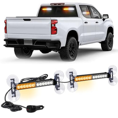 XRIDONSEN 2x 10.7 inch Strobe Light Bar 24 LED Amber White Emergency Lights - color: Amber/White
