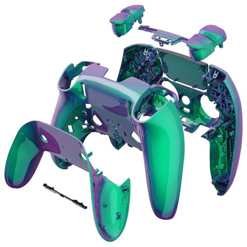 eXtremeRate Full Set Shell with Buttons Touchpad Compatible with ps5 Edge Controller, Chameleon Green Purple Replacement Decorative Trim Shell Front Back Plates Compatible with ps5 Edge Controller - color: Chameleon Green Purple