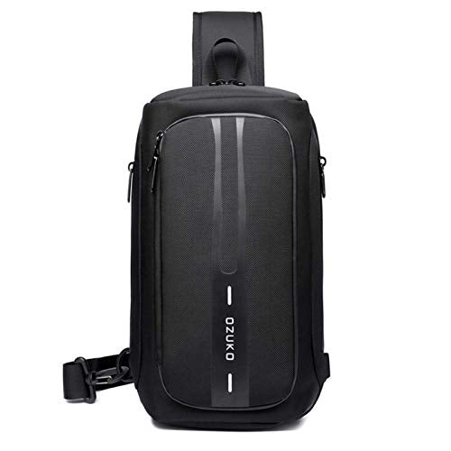 OZUKO Sling Backpack for Men - Anti-Theft Crossbody Bag, Waterproof with USB Charging Port - color: Black3