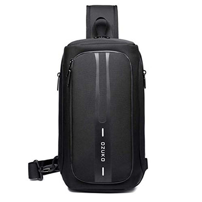 OZUKO Sling Backpack for Men - Anti-Theft Crossbody Bag, Waterproof with USB Charging Port - color: Black3