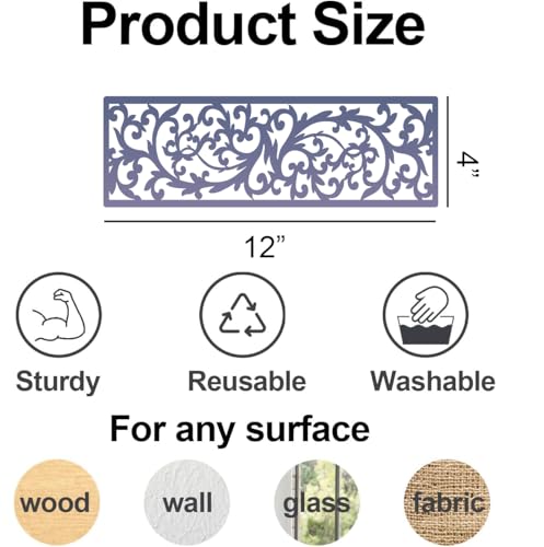 Floral Stencils for Crafts Reusable Border Stencils for Painting 12"x 4" - style: Floral 02