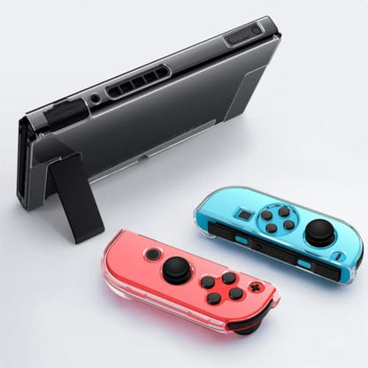 Dockable Clear Case for Nintendo Switch, VANJUNN 3 in 1 Protective Case Cover for Nintendo Switch and JoyCon Controller with Clear Grip Cover Shock-Absorption(Crystal Clear,NOT for Switch OLED)