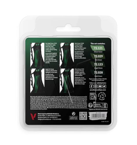 Vallejo - Green Color Set, Game Color, 4 Bottles x 0.6 fl.oz. - style: Green Color Set