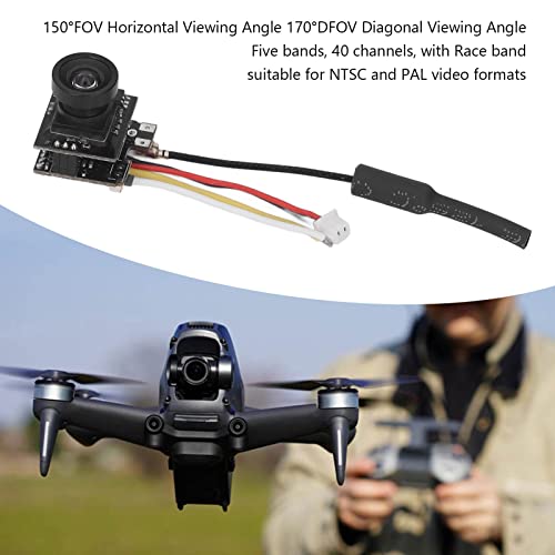 5.8G FPV Camera, OSD AIO 800TVL HD Micro FPV Camera NTSC PAL Switchable FPV Camera, 150° FOV Horizontal 170° DFOV Diagonal Viewing Angle