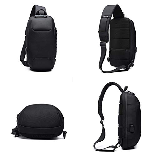OZUKO Sling Backpack for Men - Anti-Theft Crossbody Bag, Waterproof with USB Charging Port - color: Blue