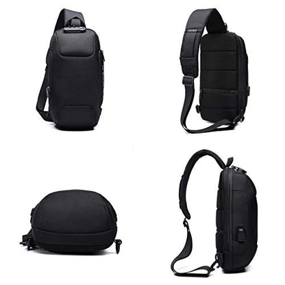 OZUKO Sling Backpack for Men - Anti-Theft Crossbody Bag, Waterproof with USB Charging Port - color: Blue