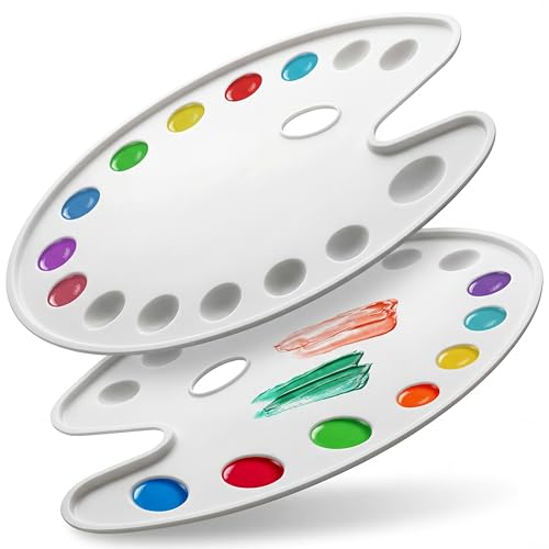 DUGATO 14-Well Oval Paint Palette, 2-Pack Mixing Tray, 14 x 10.5 in - color: Oval