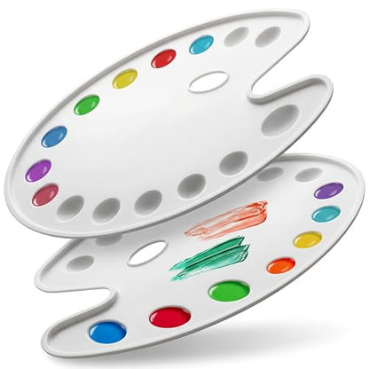 DUGATO 14-Well Oval Paint Palette, 2-Pack Mixing Tray, 14 x 10.5 in - color: Oval