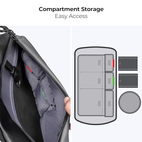 K&F CONCEPT 2 in 1 Camera Sling Bag, Everyday Shoulder Bag - color: 01 Available Black Medium