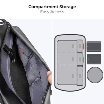 K&F CONCEPT 2 in 1 Camera Sling Bag, Everyday Shoulder Bag - color: 01 Available Black Medium