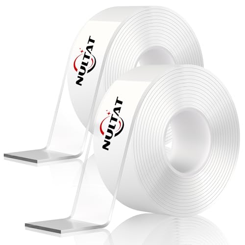 NULTAT Double Sided Tape Heavy Duty, Nano Reusable, Removable, Washable Double Stick Tape for Wall, Multipurpose Clear Adhesive High Temperature Tape 1.18" x 120" (20 Feet) - size: 20 feet
