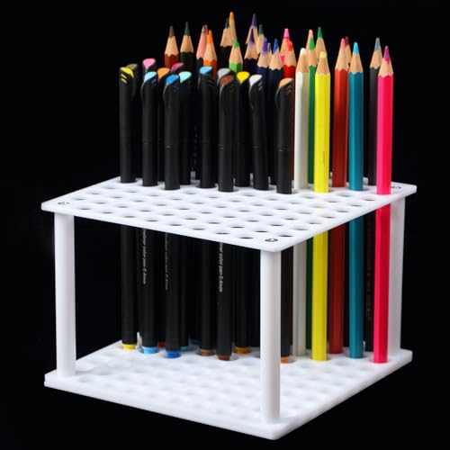 Outus 96 Holes Pencil Brush Holder Acrylic Paintbrush Holders, White - color: White