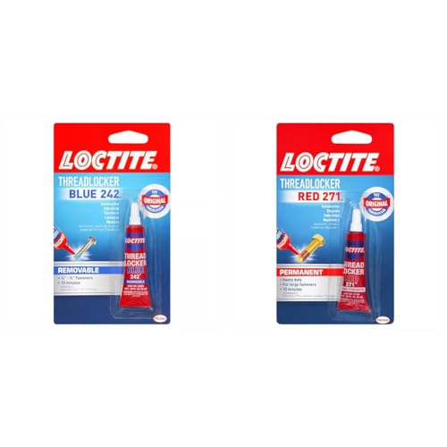 Loctite Threadlocker Blue 242 Nut/Bolt Locker & Threadlocker Red 271 Red 0.2 fl oz, 1 Tube