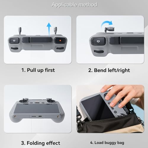 Foldable RC/RC2 Controller Joystick for DJI Mini 3 Pro/Mini 4 Pro/Air 3/Mavic 3, Retractable Aluminum Alloy Drone Control Thumb Sticks Replacement Accessories (Black) - color: Rc/Rc2(black)