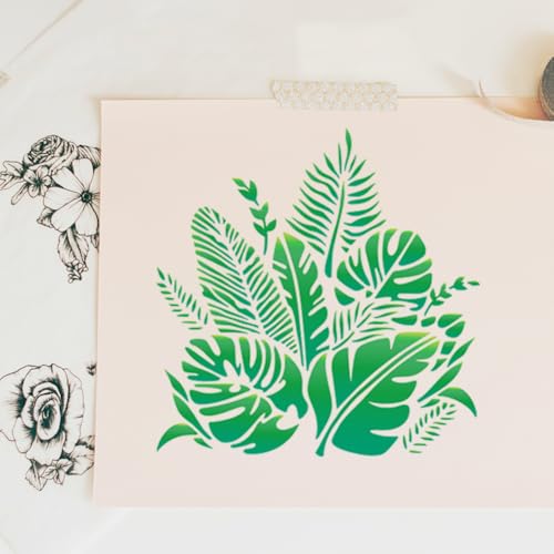 Tropical Palm Leaf DIY Painting Stencils for Wall Home Decor - style: Palm Leaves
