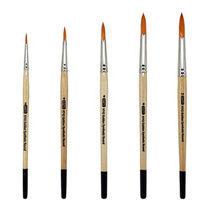 ZEM Brush Golden Synthetic Round Brushes Set Sizes 2,4,6,8,10