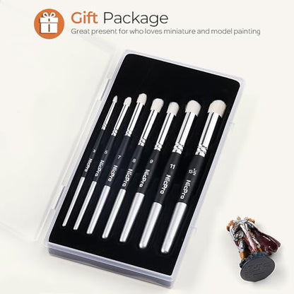 Nicpro Dry Brush Miniature Painting, 7 Sizes Drybrush with Storage Case