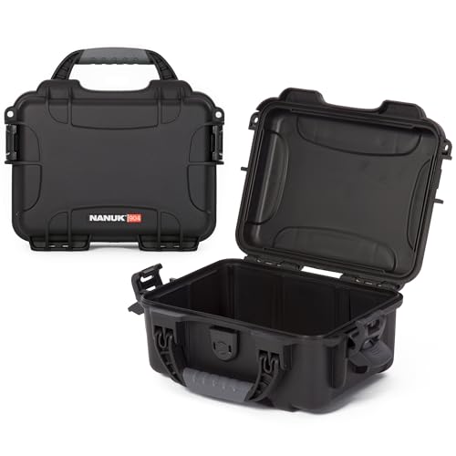 NANUK 904 Empty Hard Case – IP67 Waterproof Protective Hard-Shell Case, Impact-Resistant & Dustproof Storage Case, Perfect for Travel, 10.2" x 7.9" x 4.5", Made in Canada – Black - color: Black, size: Empty