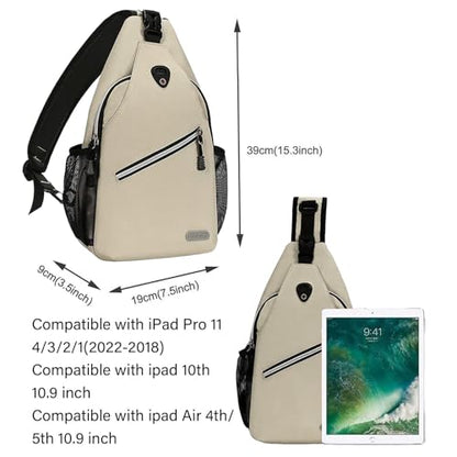 MOSISO Small Sling Bag for Men, Crossbody Shoulder Chest Daypack Bag - color: Sand