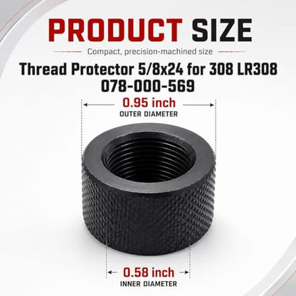 6-Pack 5/8x24 Thread Protector Steel for 308 LR308, 078-000-569 - color: Black Thread Protector (5/8x24)