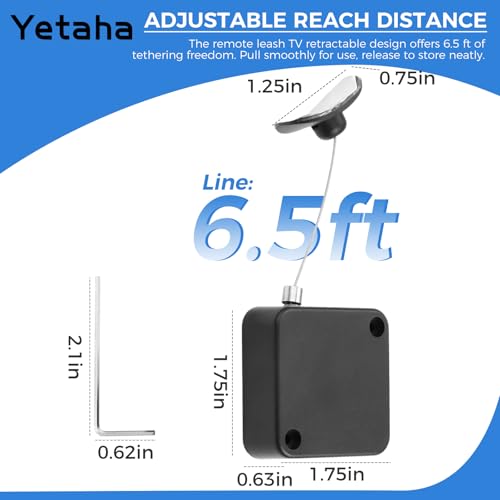 Yetaha 2 Pack 6.5FT Adjustable Retractable Remote Control Lock Tether for TV