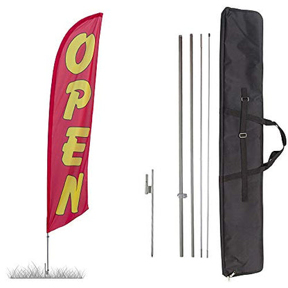 Vispronet Open Feather Flag Kits - 13.5ft Flag Complete with Basic Pole Set, Ground Stake, and Premium Bag… - color: Red, size: Basic/Ground Stake + Premium Bag