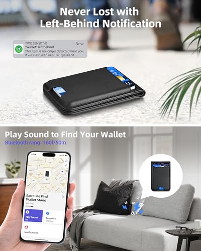 ExtreLife for Magsafe Wallet, Works with Apple Find My, 6 Cards Holder - color: Black