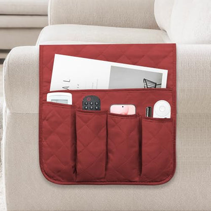 Armchair Caddy for Recliner, Non Slip Sofa Arm Organizer, Red - color: RED