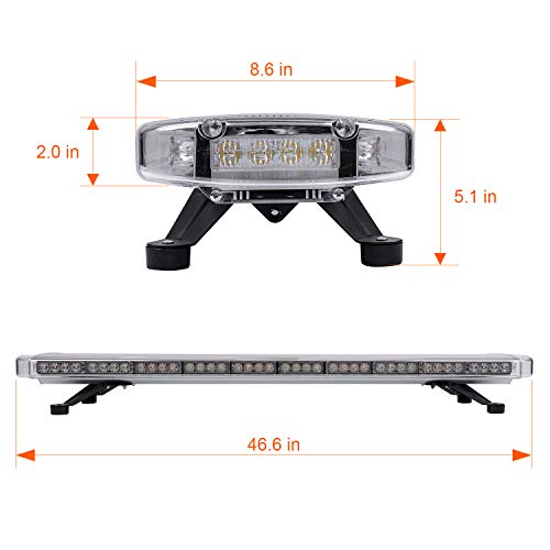 ASPL 47" 88 LED High Intensity Low Profile Roof Top Strobe Light Bar Emergency Warning Strobe Lights for Tow Truck Construction Vehicles (Amber/White) - color: Amber/White