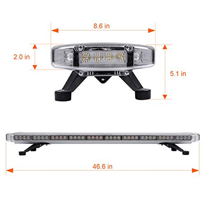 ASPL 47" 88 LED High Intensity Low Profile Roof Top Strobe Light Bar Emergency Warning Strobe Lights for Tow Truck Construction Vehicles (Amber/White) - color: Amber/White