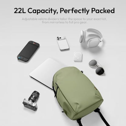 ULANZI YY038 Travel Camera Backpack 22L for Mirrorless DSLR (Green) - color: Green