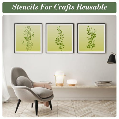 Flower Stencils for Crafts Reusable 15Pcs Stencils(11.8X5.9 Inch) - color: Flower