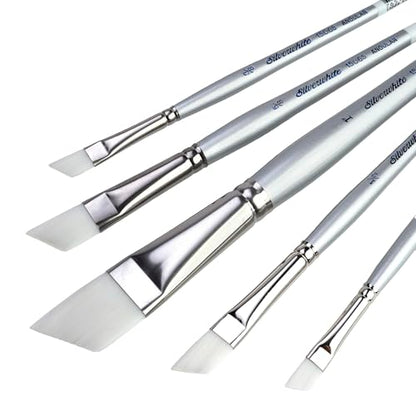 Silver Brush Limited Silverwhite Angles Watercolor Paintbrush Set, 5pc - style: 5 Pc, Short Handle Angles