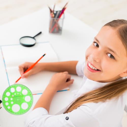 4 Pack Circle Drawing Template, Multi-Size Round Circle Stencil, Plastic Geometric Circle Ruler, Multifunctional Drawing Aid Tool for Student, Design, School, and Office Use(Green) - color: green