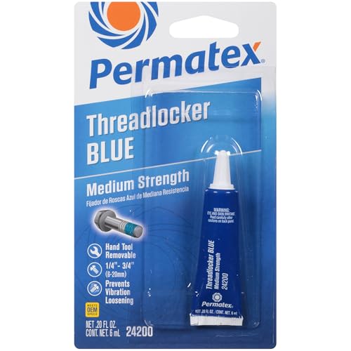Permatex 24200 Medium Strength Threadlocker Blue, 6 ml, Automotive Threadlocker For Preventing Bolts From Loosening And Corrosion, Removable With Hand Tools - size: 6 ml, style: Liquid - Medium Strength