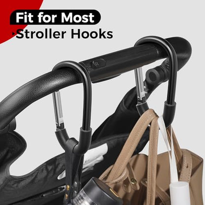 SURDOCA Stroller Hooks for Bags, Large Aluminum Clips, Universal Pram Use - color: Black, size: 1pc
